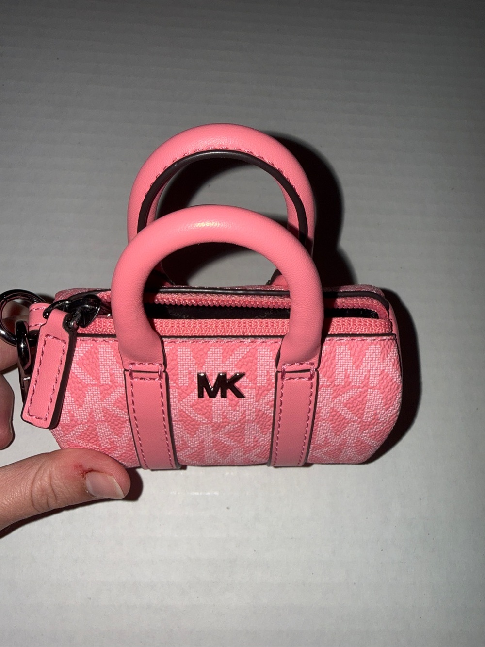 Michael Kors Pink Signature Mini Satchel Keychain Bag Charm - Picture 2 of 5